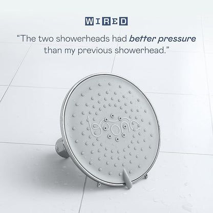 BOONA Original Tandem Shower as Seen on Shark Tank | Dual Shower Head for Couples | Max Water Pressure for Two | Easy Install (King Krome, One Showerhead)