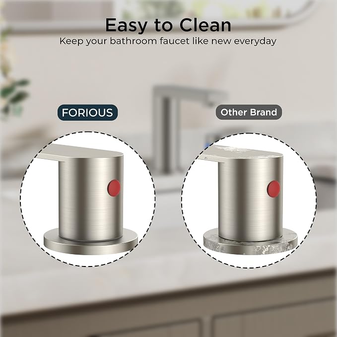 FORIOUS 8 Inch Bathroom Faucet 3 Hole, 2 Handles for Vanity Brushed Nickel | 2 Handles Bathroom Sink Faucet with Pop-up Drain and 24" cUPC Lines, Fits 6-12 Inch 3 Hole Install, for RV Laundry Sink