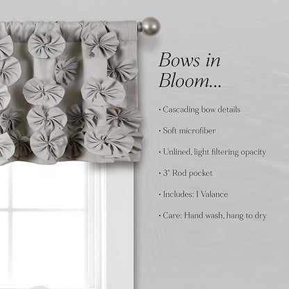 Lush Decor Riley Window Valance, Single 54" W x 18" L, Light Gray - Valance Curtains - Kitchen Valances for Windows - Bathroom Window Curtains