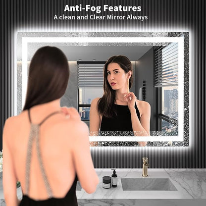 LOAAO 48X36 LED Bathroom Mirror with Lights, Anti-Fog, Dimmable, Backlit + Front Lit, Lighted Bathroom Vanity Mirror for Wall, Shatter-Proof, Memory Function, ETL Listed | Anti-Fog, Dimmable, 3 Color Temperature, Backlit + Front Lit, Memory Function, T...