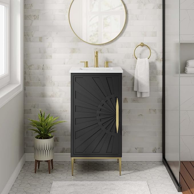 Modway Awaken Bathroom Vanity Cabinet, 18", White Black