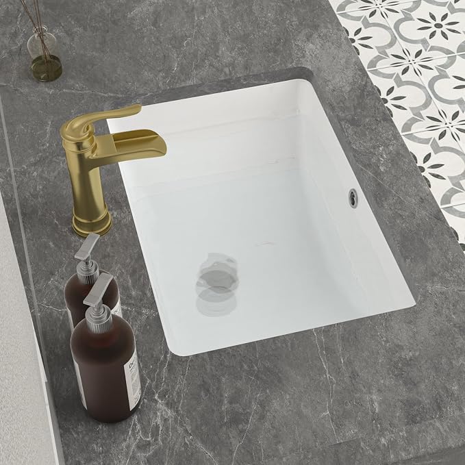Mocoloo Undermount Bathroom Sink 20" x 14" Rectangle White Ceramic Bathroom Sink 8 Inch with Vertical Sides and Overflow Drain Porcelain Rectangular Undermount Vanity Sinks Interior Size 18 x 11