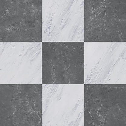 ATOPOSE Peel and Stick Floor Tile,Waterproof & Easy DIY Installation | Grey&White Checkered Marble Texture 15 Tiles Per Color, 30-Pack 12x12 Inch,Fast Floor Renovation for Indoor Area