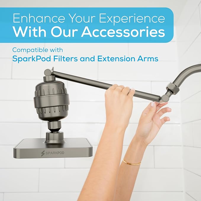 SparkPod Rain Shower Head, 8 Inch Square, Elegant Brushed Nickel Finish | High Pressure Shower Heads, 90 Nozzles, Adjustable Showerhead, No Tools Needed, Universal Connection