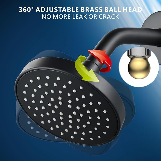 High Pressure Shower Head - 4.7“ Powerful Bathroom Pressure Boosting Rain Showerhead - Perfect Universal Replacement for Rainfall Shower Heads (2 Pack,Matte Black)