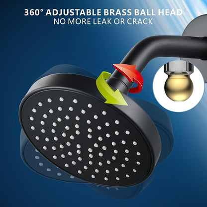 High Pressure Shower Head - 4.7“ Powerful Bathroom Pressure Boosting Rain Showerhead - Perfect Universal Replacement for Rainfall Shower Heads (2 Pack,Matte Black)