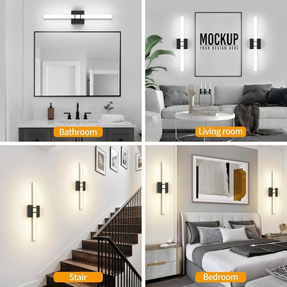 Modern Black Vanity Light Bar 24 Inch, 16W 5CCT Dimmable Bathroom Light Fixtures LED Wall Lighting Fixture