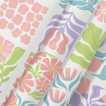 JAWO Cute Boho Floral Shower Curtain, Colorful Abstract Floral Retro Aesthetic Shower Curtain for Bathroom, Funky Unique Waterproof Fabric Polyester Bath Curtains Decor with Hooks,70Wx70H