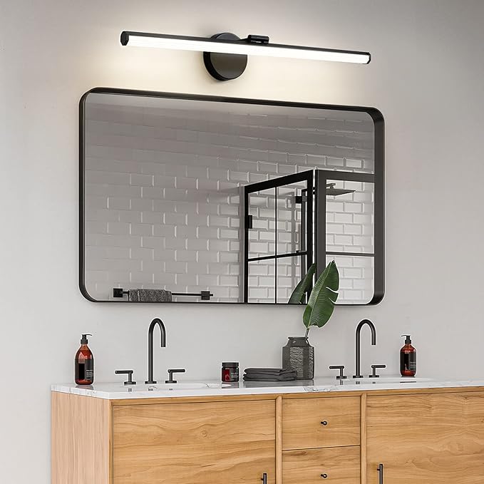 KAISITE Bathroom Vanity Light Over Mirror - 30 Inch Black Vanity Light Fixture 24W 4000K Dimmable Modern LED Vanity Lighting Fixture Rotatable Bath Vanity Light Bar for Bathroom