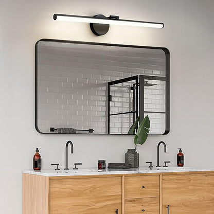 KAISITE Bathroom Vanity Light Over Mirror - 30 Inch Black Vanity Light Fixture 24W 4000K Dimmable Modern LED Vanity Lighting Fixture Rotatable Bath Vanity Light Bar for Bathroom