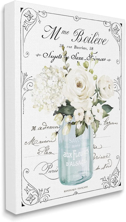 Vintage Parisian Floral Bouquet, 36 x 48 Inch Canvas Wall Art | Stupell Industries · By Lettered and Lined · Ready to hang · Charming farmhouse style · Made in USA