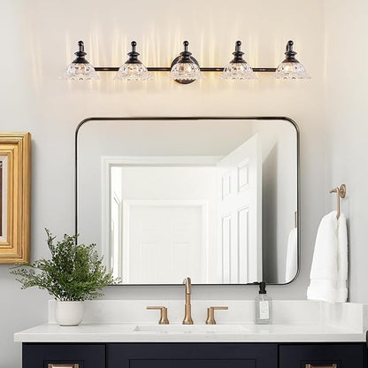 37.4" 5 Light Vanity Light for Bathroom (Exclude G9 Bulb) Black Vanity Lights for Bathroom