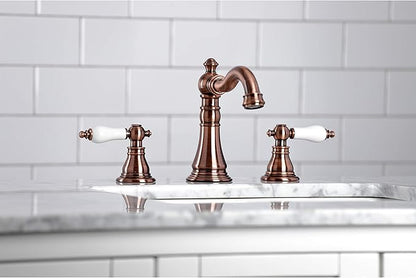 Fauceture FSC197APLAC American Patriot Widespread Bathroom Faucet with Brass Pop-Up, Antique Copper