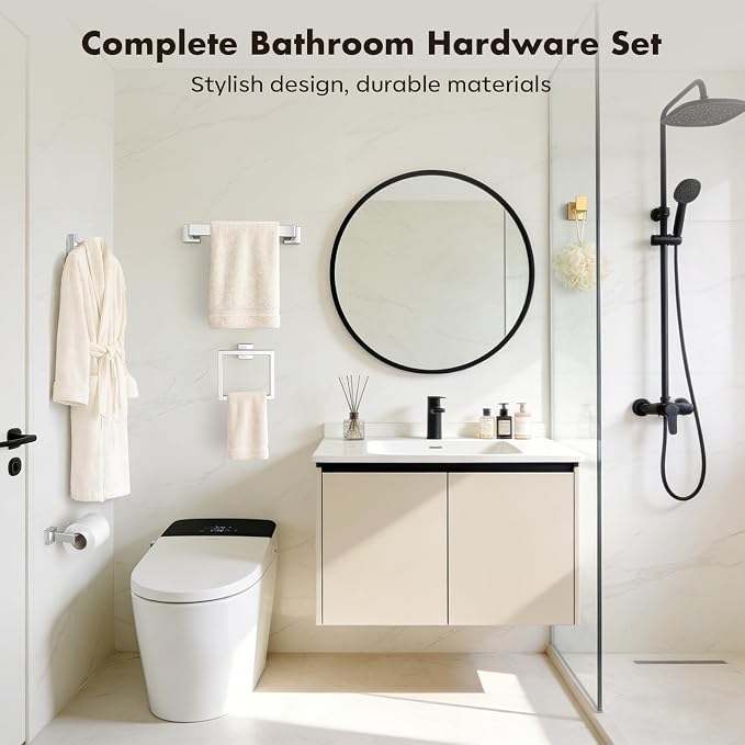 20-Pieces Brushed Nickel Bathroom Accessories Set, 16 Inch Towel Bar Set | Stainless Steel, Towel Ring, Toilet Paper Holder, Robe Hooks, Towel Racks for Bathroom Wall Mounted, Bathroom Hardware Set