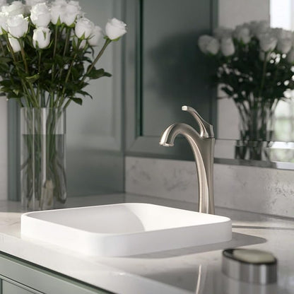KRAUS KVF-1200SFS Arlo Single Handle Vessel Bathroom Faucet with Pop Up Drain, Spot-Free All-Brite Brushed Nickel (2 Pack)
