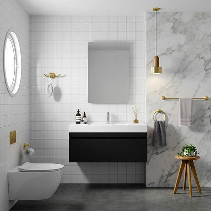 Brushed Gold Bathroom Hardware Set 4 Piece Gold Bathroom Accessories Set, 23.6 inch Bath Towel Bar Set | Towel Hook | Toilet Paper Holder | Hand Towel Holder