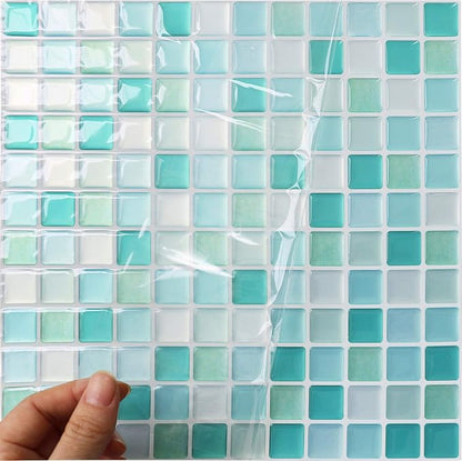HyFanStr Peel and Stick Backsplash 3D Mosaic Tile Stickers Wall Sticker Home Decor for Kitchen Bathroom 9.26" x 9.26"(Pack of 4)