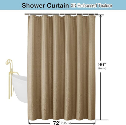 Aiyufeng Taupe Shower Curtain for Bathroom, Embossed Textured Fabric Shower Curtain for Bathroom - Soft Cloth & Hotel Spa, Machine Washable, 72X96, Taupe