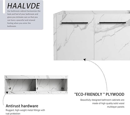 60 Inch Bathroom Vanity Without Sink, 60" Floating Vanity Without Top, Modern Wall Mounted Cabinet for Large Space, Large Bathroom Storage Cabinet with 4 Soft-Closing Doors and Bar Handles
