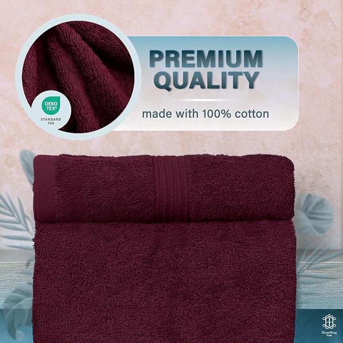 Luxe 2-Piece Bath Towel Set – Large Soft Cotton Towels, Absorbent, Durable & Skin-Friendly, Machine Washable, 27 x 54 in (Velvet Wine)