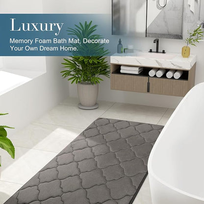 OLANLY Memory Foam Bath Mat Rug 36x24, Ultra Soft and Absorbent Bathroom Rugs, Non-Slip, Comfortable, Machine Washable Bath Carpet for Bathroom Floor, Tub, Shower and Home Decor Accessories, Taupe