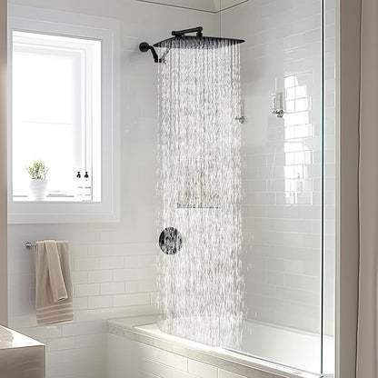 G-Promise 14 Inch All Metal Rain Shower Head with Extension Arm | Built to Last, Rust Resistant, Easy to Install, Adjustable, Full Body Coverage Large Rainfall Shower Head, Daily SPA