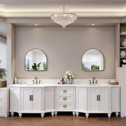 FORBATH Arched Bathroom Mirror 24x24 Inch, Black Bathroom Mirror Wall Mounted Modern Aluminum Alloy Frame Arch Mirror for Bedroom Living Room Entryway, Hanging or Leaning Against Wall