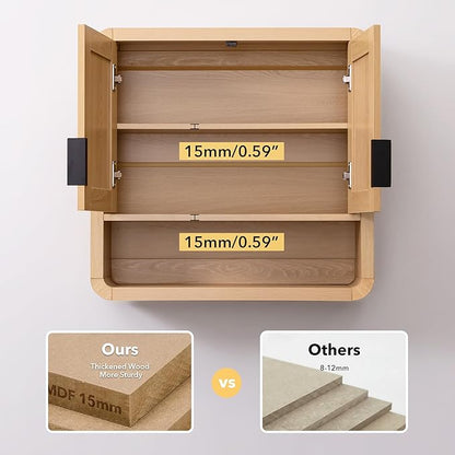 Premium Bathroom Wall Cabinet, Engineered Wood Medicine Cabinet with Soft-Close Doors & Child-Safe Rounded Edges, Modern Farmhouse Storage Organizer for Laundry, Kitchen