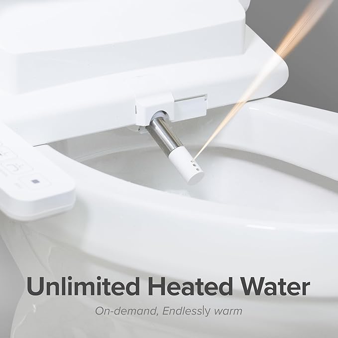 SmartBidet® SB-2600 Electric Smart Bidet™ Seat Unlimited Hot Water - Electronic Heated Toilet Seat with Warm Air Dryer and Temperature Controlled Wash Functions - Elongated