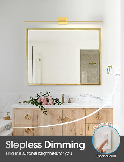 VOLISUN Bathroom Vanity Light 55 inch, 36W Dimmable 5CCT Led Bathroom Light Fixture Over Mirror, Gold Bar Vanity Light for Bathrooms-ETL Certificated