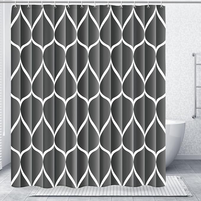 Gelbchu Geometric Shower Curtain for Bathroom, Dark Gray, 72x72 Inch | with Hooks, Premium Polyester, Quick Dry, Water Repellent, Machine Washable, Rustproof Grommets, Modern Minimalist