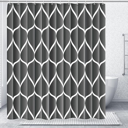 Gelbchu Geometric Shower Curtain for Bathroom, Dark Gray, 72x72 Inch | with Hooks, Premium Polyester, Quick Dry, Water Repellent, Machine Washable, Rustproof Grommets, Modern Minimalist