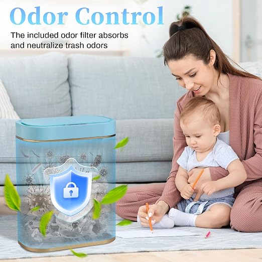Ogikey Bathroom Small Trash Can with Automatic Touchless Lid, 2.6 Gallon Smart Garbage Can Narrow Waterproof Trash Bin for Bedroom, Office, Living Room