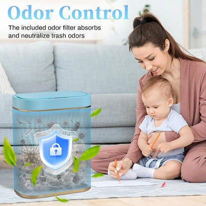 Ogikey Bathroom Small Trash Can with Automatic Touchless Lid, 2.6 Gallon Smart Garbage Can Narrow Waterproof Trash Bin for Bedroom, Office, Living Room