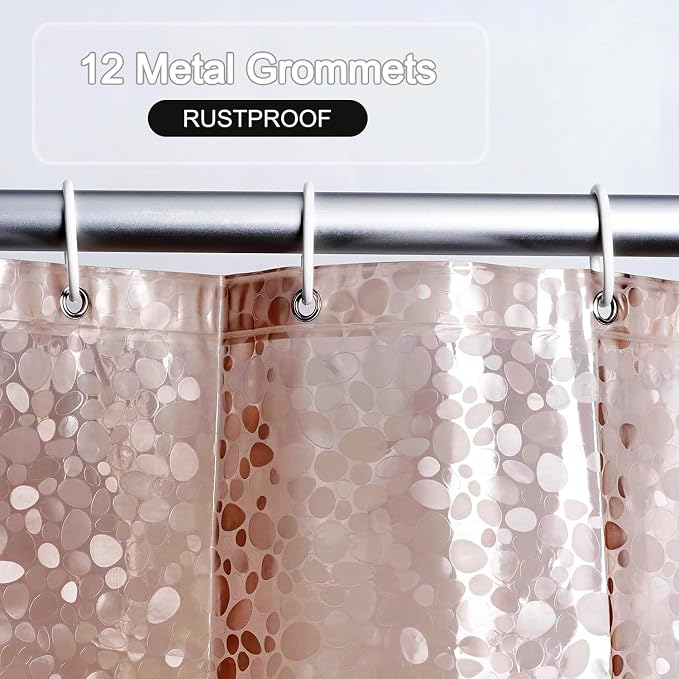 Shower Curtain Liner, 100% Waterproof EVA Shower Curtains with 3 Duty Heavy Bottom Magnets and 12 Rust Proof Grommets, 72x72 Weighted Shower Liner for Shower Stall, Bathtubs