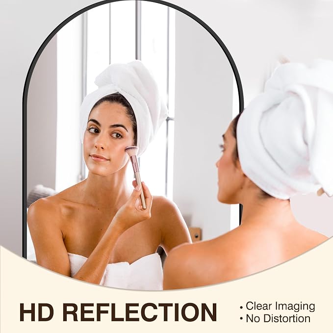 FICTOR 26" x 38" Arched Bathroom Vanity Mirror for Over Sink, Black | Anti-Rust Metal Framed, HD Tempered Shatter-Proof Glass, Modern Wall Mirror for Entryway, Living Room, Bedroom