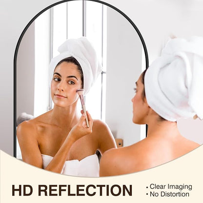 FICTOR 26" x 38" Arched Bathroom Vanity Mirror for Over Sink, Black | Anti-Rust Metal Framed, HD Tempered Shatter-Proof Glass, Modern Wall Mirror for Entryway, Living Room, Bedroom