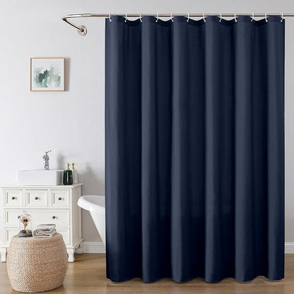 Zora 78 Inch Shower Curtain Set with 12 Plastic Hooks, Plain Fabric Shower Curtain for Bathroom - Long Shower Curtain, Water Resistance, Machine Washable Soft Cloth, 72WX78L, Navy Blue