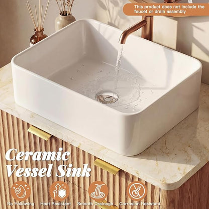 Concho 31'' Fluted Bathroom Vanity with Ceramic Sink, Modern Bathroom Sink Storage Cabinet with Engineered Marble Top & 4 Spacious Drawers, Freestanding Bathroom Vanity Cabinet, Oak