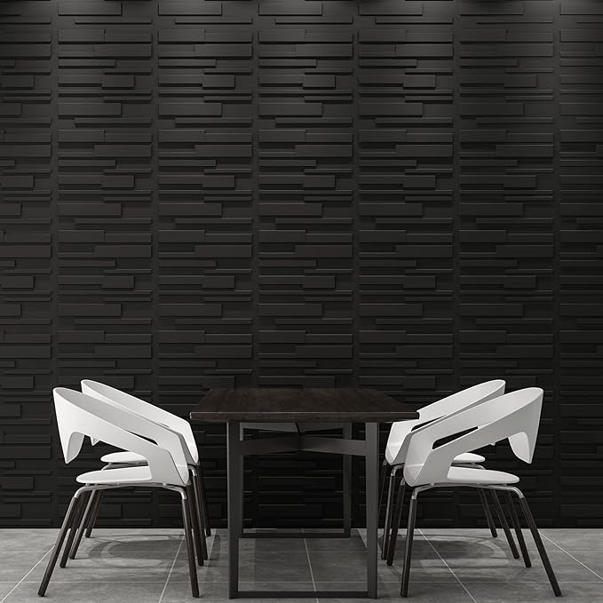 Art3d Decorative 3D Wall Panels 12 Pack 19.7" x 19.7" Creative Wall Panel for Indoor Decoration, Carbon Black