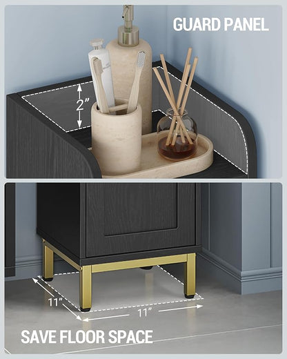 Hzuaneri 4-Tier Narrow Tall Storage Cabinet | Slim Bathroom Storage Cabinet with 4 Adjustable Feet and Shelves, for Living Room, Laundry Room, Black,11"D x 11"W x 70.9"H