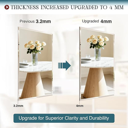 36"x48" Frameless Bathroom Mirror, Beveled Bathroom Vanity Mirror | Wall Mount Mirrors for Bedroom Entryway Living Room Hangs Horizontally or Vertically