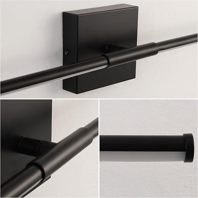 JONATHAN Y 28" Black Modern Dimmable Integrated LED Wall Sconce, Metal Vanity Light for Bathroom Mirror Bedroom Hallway, Sleek Hardwired Wall Lamp Fixture, 3000K (JYL7022C)
