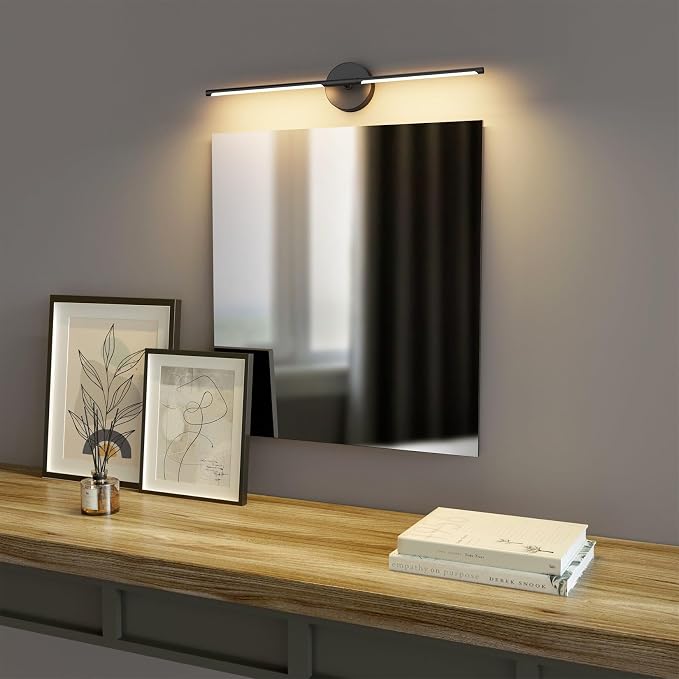 Black Wall Sconce for Bathroom 28In Hardwired Vanity Light Fixture 3000K Indoor Bathroom Sconce Over Mirror 360° Rotate for Living Room