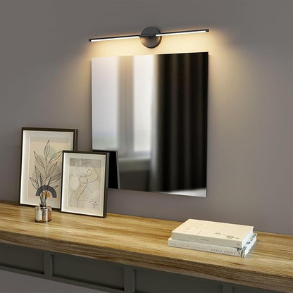 Black Wall Sconce for Bathroom 28In Hardwired Vanity Light Fixture 3000K Indoor Bathroom Sconce Over Mirror 360° Rotate for Living Room