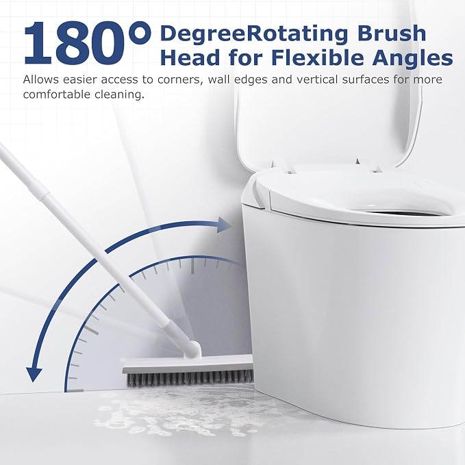 IVYROLL Grout Brush with Long Handle, Floor Cleaning Scrubber | with Stiff Bristles for Tile Line, Shower, Crevice, Bathroom, Kitchen and Hard-to-Reach Corners