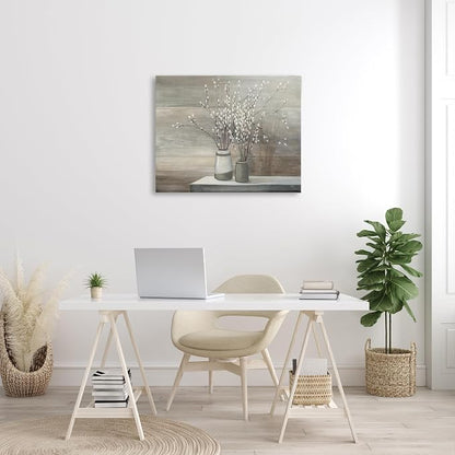 Stupell Industries Pussy Willow Still Life XXL Stretched Canvas Wall Art, Proudly Made in USA, 30x40, Design By Artist Wild Apple