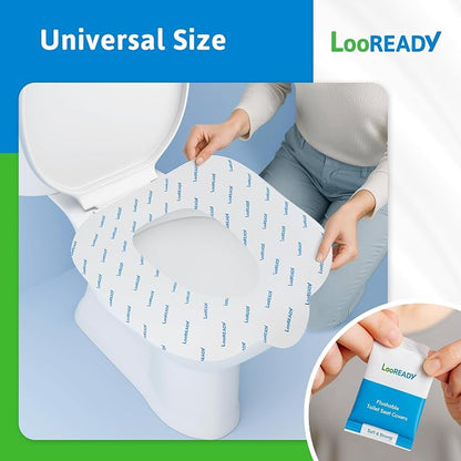 Toilet Seat Covers Disposable Flushable - Regular Size (16x19”) - Travel Size Individually Wrapped, Soft & Strong, Pocket Size, for Public Restrooms at the Office, for Commuters or Holiday (10 Pack)