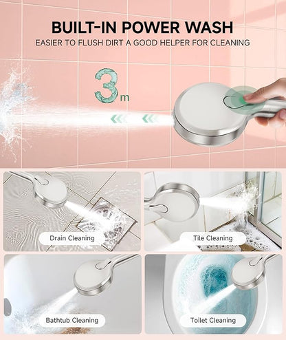 SunCleanse Filtered Shower Head with Handheld,9-Spray Setting Detachable Shower Head with 4 Filters for Hard Water - Filter Chlorine, Improve Skin and Hair Texture (4 Filters, Brushed Nickel)