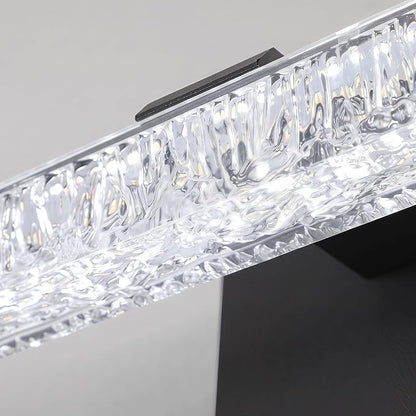 Black Vanity Lights for Bathroom, 24 Inch Modern Bathroom Light Fixtures Over Mirror, Iceberg Crack Acrylic LED Wall Sconce, 5500K Cool White Linear Lighting for Mirror Cabinet, Non-Dimmable